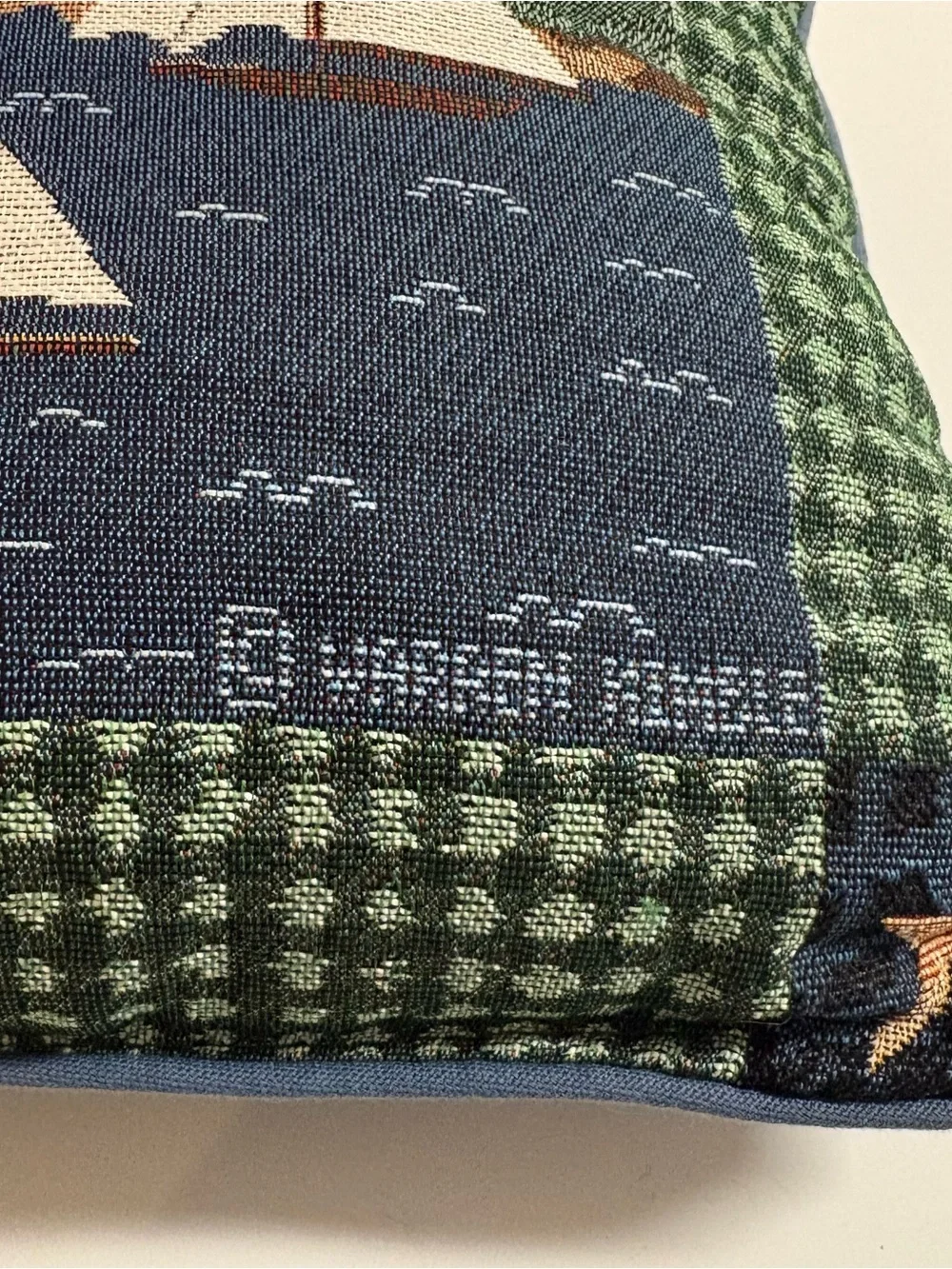 Warren Kimble Needlepoint Tapestry Throw Pillow Nautical Lighthouse Sailboat 15”